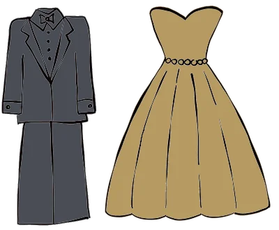 Ilustración de traje y vestido
