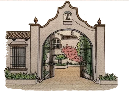 Ilustración del portón de la hacienda